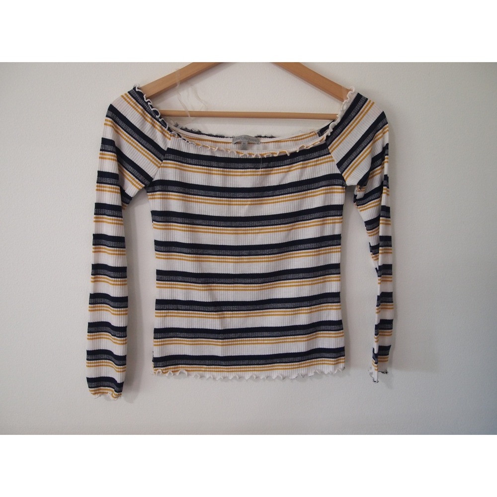 Charlotte Russe Y2k Striped Off Shoulder Ribbed Long Sleeve Top Women's‎ Medium